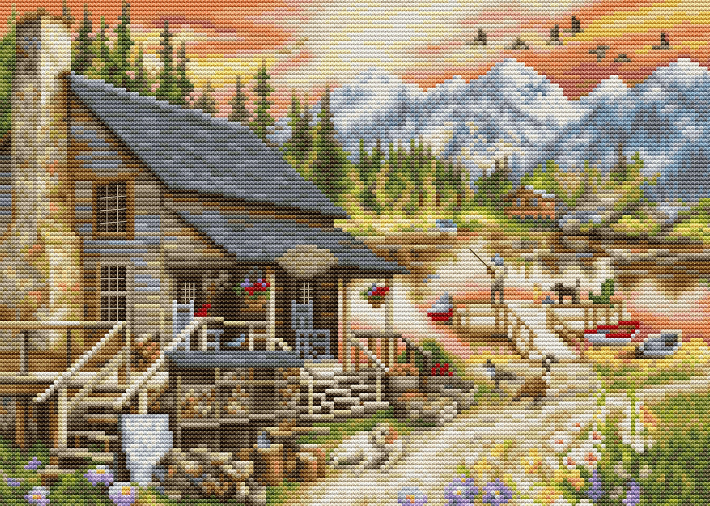 Cross Stitch Kit Luca-S - Log Cabin General Store, BU5020 - Luca-S Cross Stitch Kits