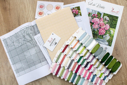 Cross Stitch Kit Luca-S - Peonies by the Window, B594 - Luca-S Cross Stitch Kits