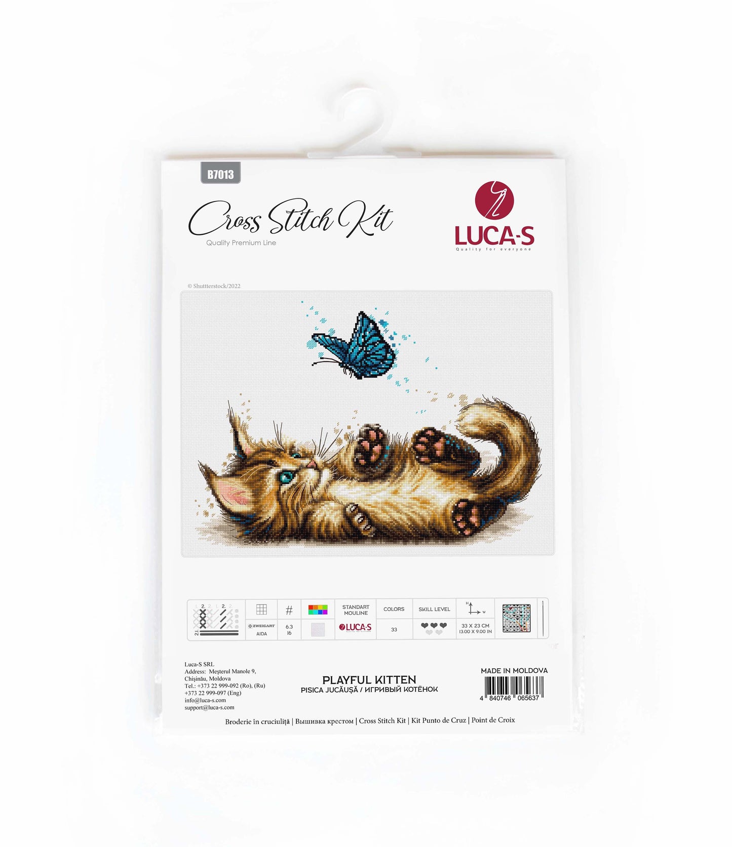 Cross Stitch Kit Luca-S - Playful Kitten, B7013 - Luca-S Cross Stitch Kits