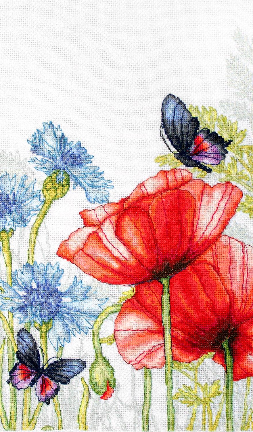 Cross Stitch Kit Luca-S - Poppies and Butterflies, BU4018 - Luca-S Cross Stitch Kits