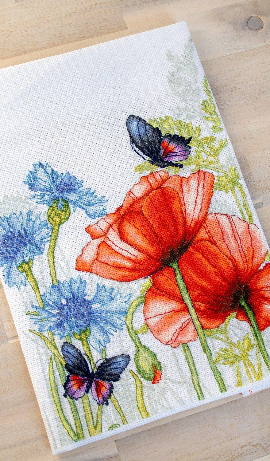 Cross Stitch Kit Luca-S - Poppies and Butterflies, BU4018 - Luca-S Cross Stitch Kits