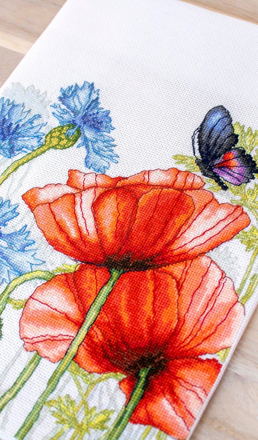 Cross Stitch Kit Luca-S - Poppies and Butterflies, BU4018 - Luca-S Cross Stitch Kits