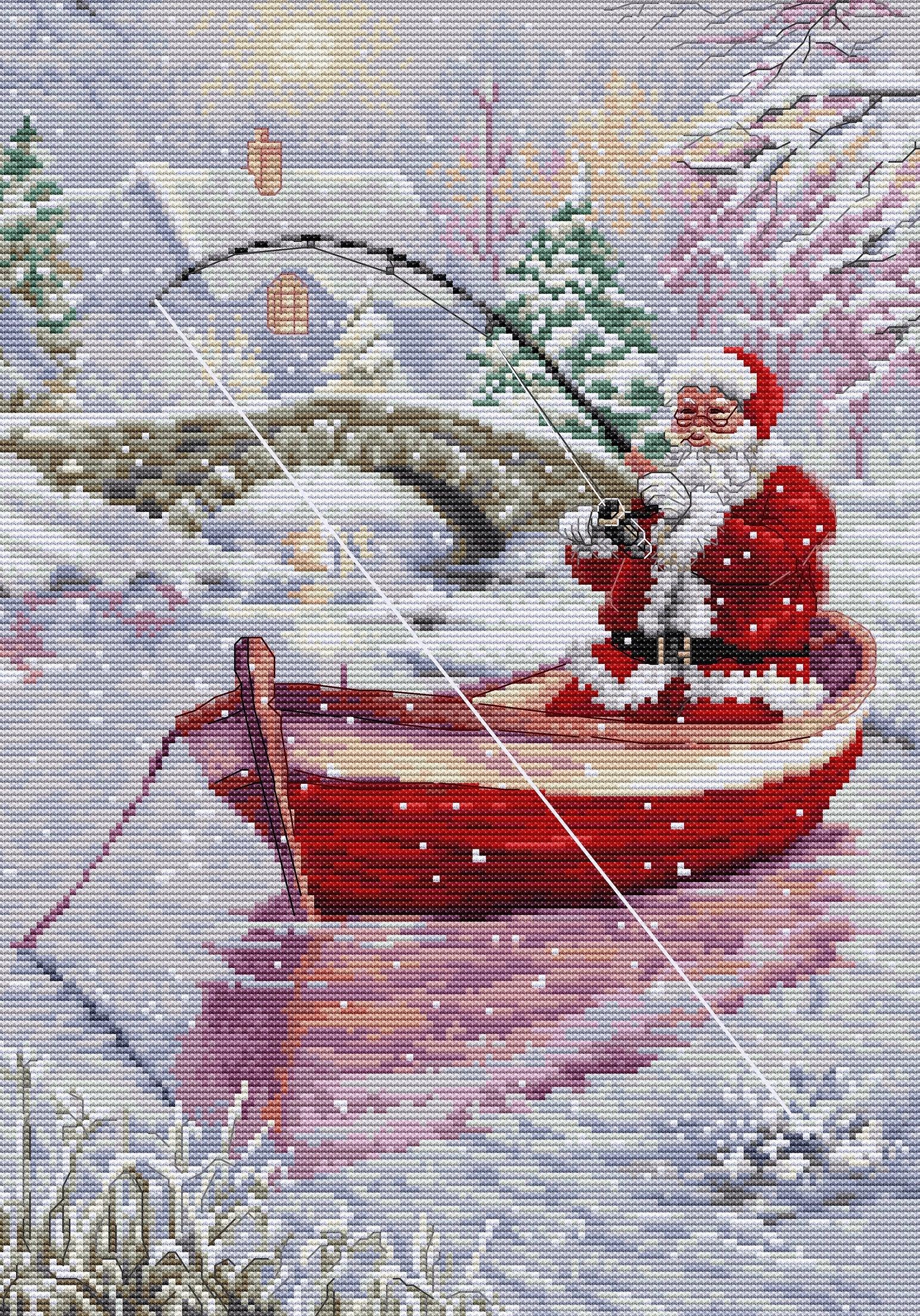 Cross Stitch Kit Luca-S - Santa Fishing, BU5014 - Luca-S Cross Stitch Kits