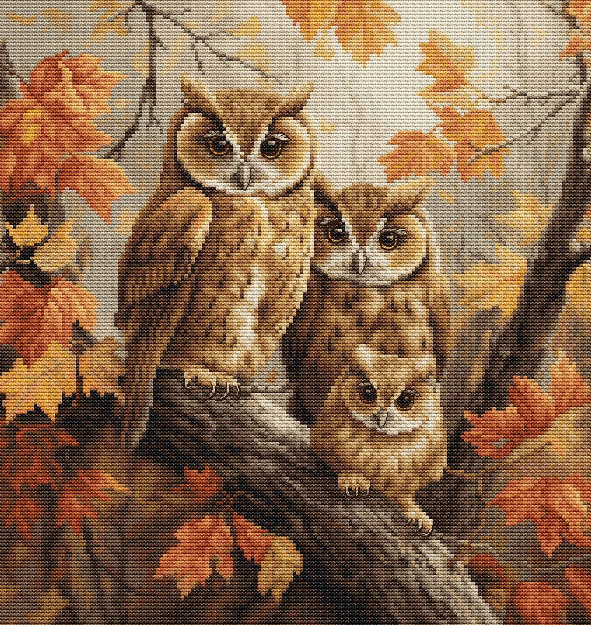 Cross Stitch Kit Luca-S - The Owls Family, BU5045 - Luca-S Cross Stitch Kits