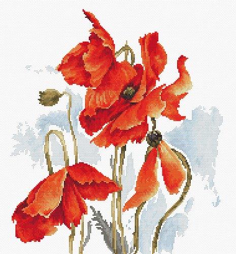 Cross Stitch Kit Luca-S - The Poppies, B2374 - Luca-S Cross Stitch Kits