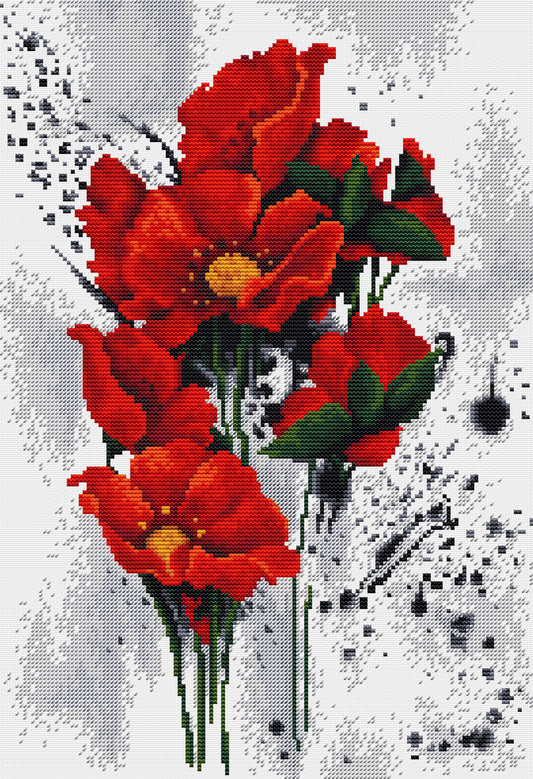 Cross Stitch Kit Luca-S - The Poppies, B7014 - Luca-S Cross Stitch Kits