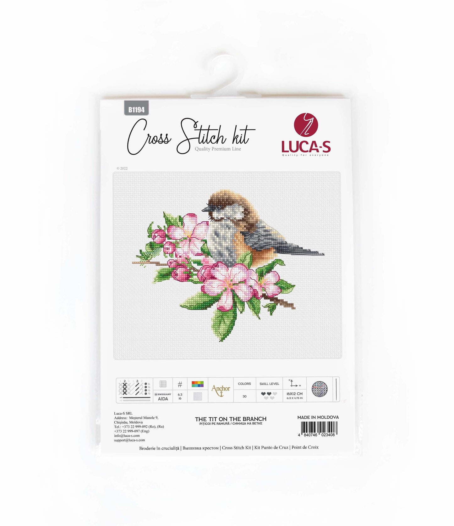 Cross Stitch Kit Luca-S - The tit on the branch, B1194 - Luca-S Cross Stitch Kits