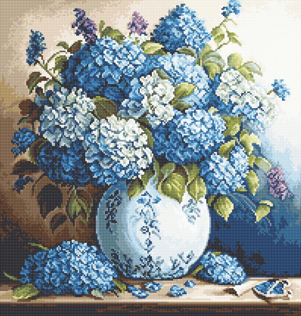 Cross Stitch Kit Luca-S - Vase with Hydrangeas, B700 - Luca-S Cross Stitch Kits