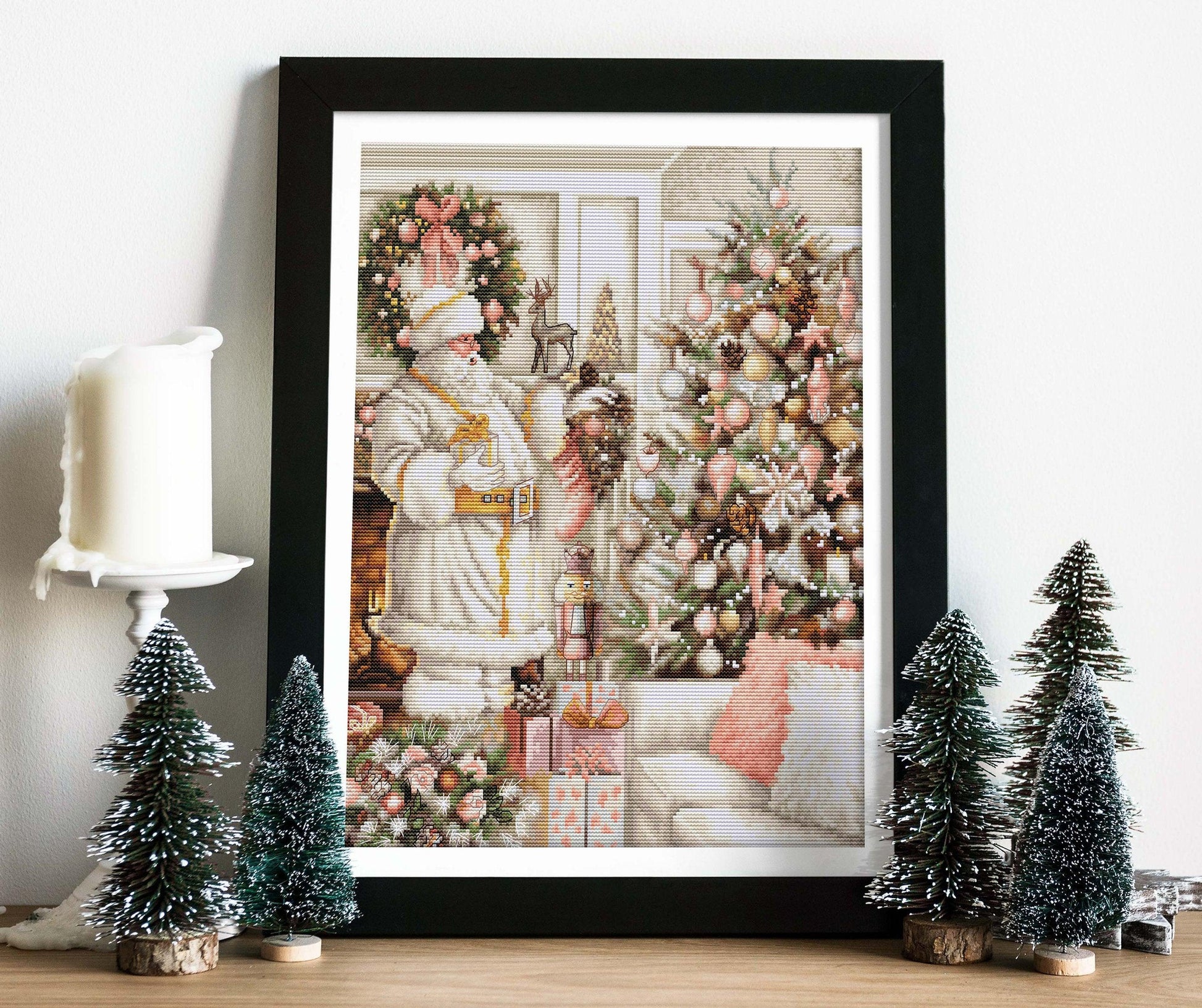 Cross Stitch Kit Luca-S - White Santa With Christmas Tree, BU5019 - Luca-S Cross Stitch Kits