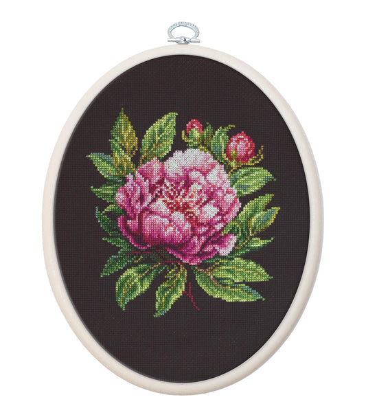 Cross Stitch Kit with Hoop Included Luca-S - BC204 ââPeter Brandââ Peony - Luca-S Cross Stitch Kits