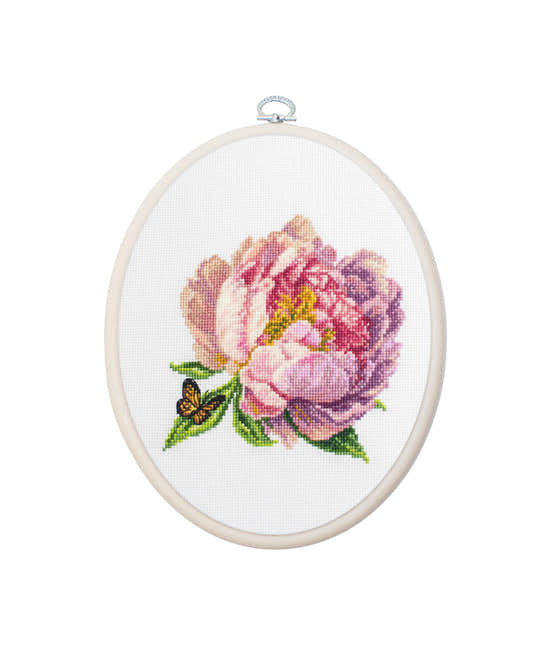 Cross Stitch Kit with Hoop Included Luca-S - BC206 ââRozellaââ Peony - Luca-S Cross Stitch Kits