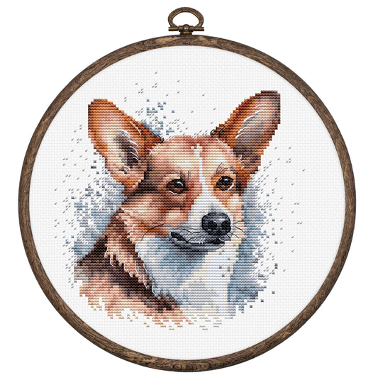 Cross Stitch Kit with Hoop Included Luca-S - BC212, Welsh Corgi - Luca-S Cross Stitch Kits