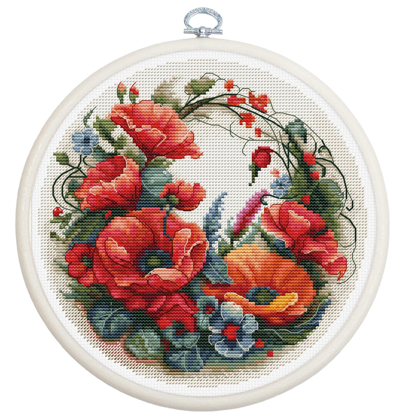 Cross Stitch Kit with Hoop Included Luca-S - Composition With Poppies, BC209 - Luca-S Cross Stitch Kits