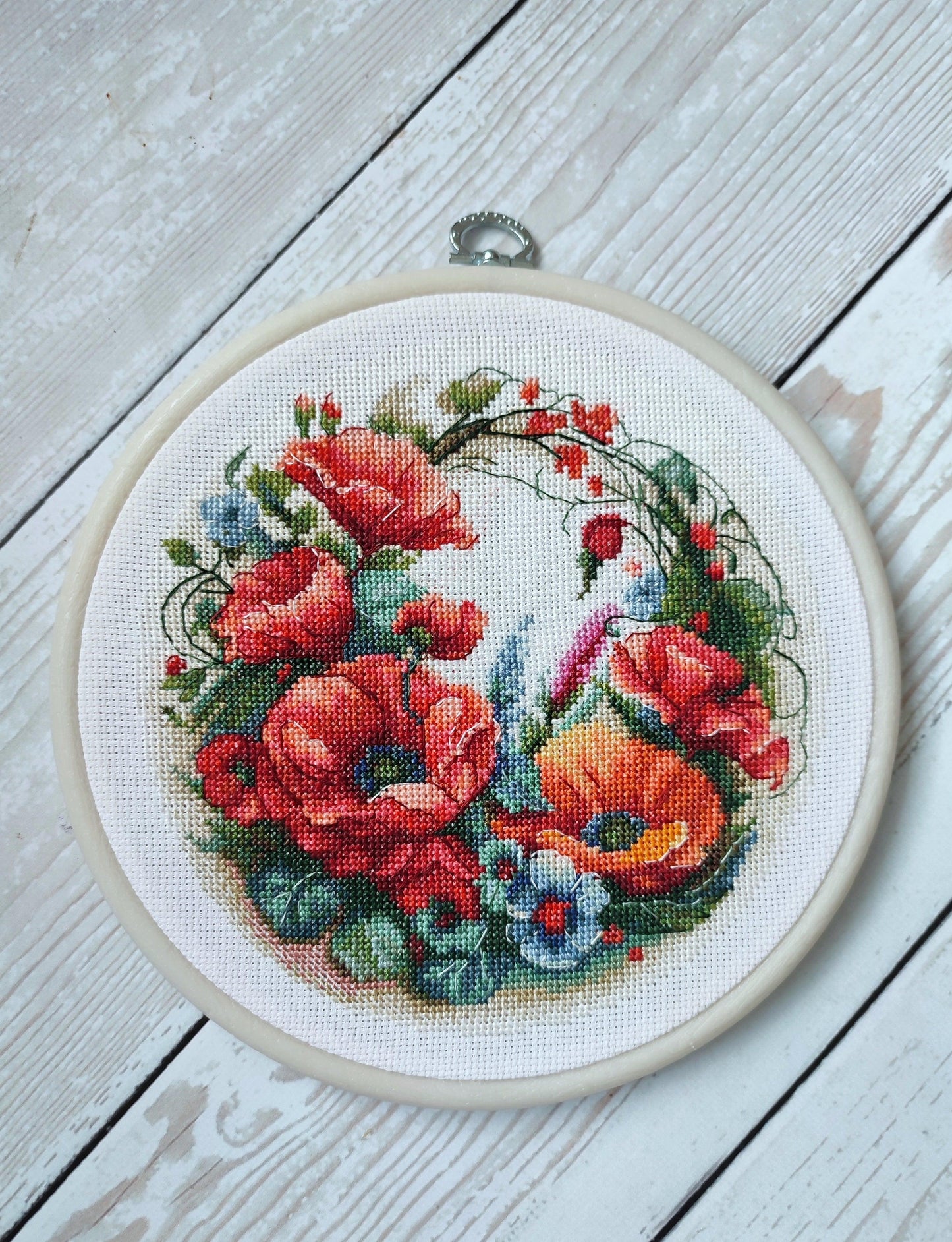 Cross Stitch Kit with Hoop Included Luca-S - Composition With Poppies, BC209 - Luca-S Cross Stitch Kits