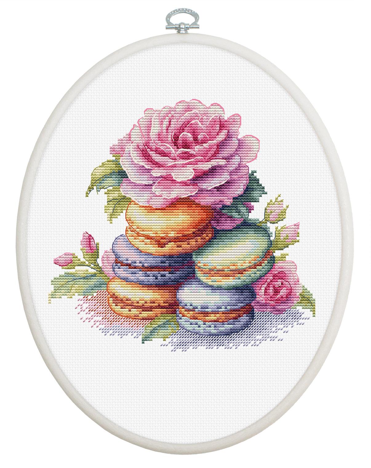 Cross Stitch Kit with Hoop Included Luca-S - French Macarons, BC226 - Luca-S Cross Stitch Kits