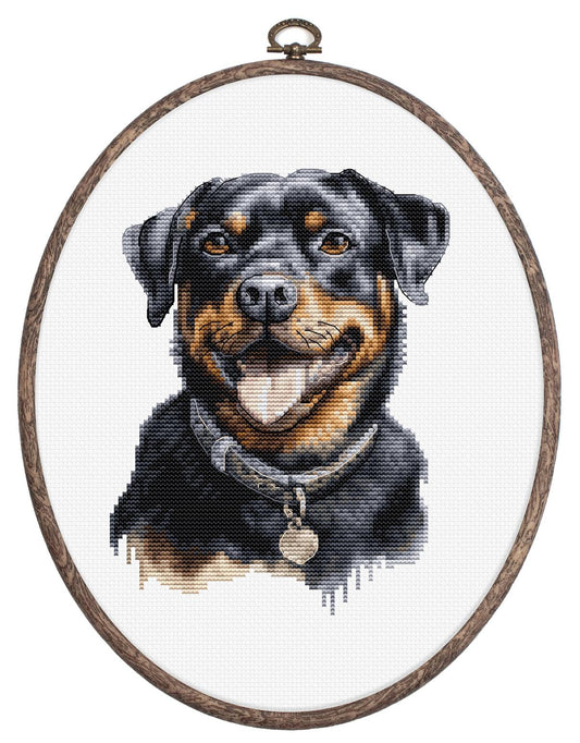 Cross Stitch Kit with Hoop Included Luca-S - Rottweiler, BC229 - Luca-S Cross Stitch Kits