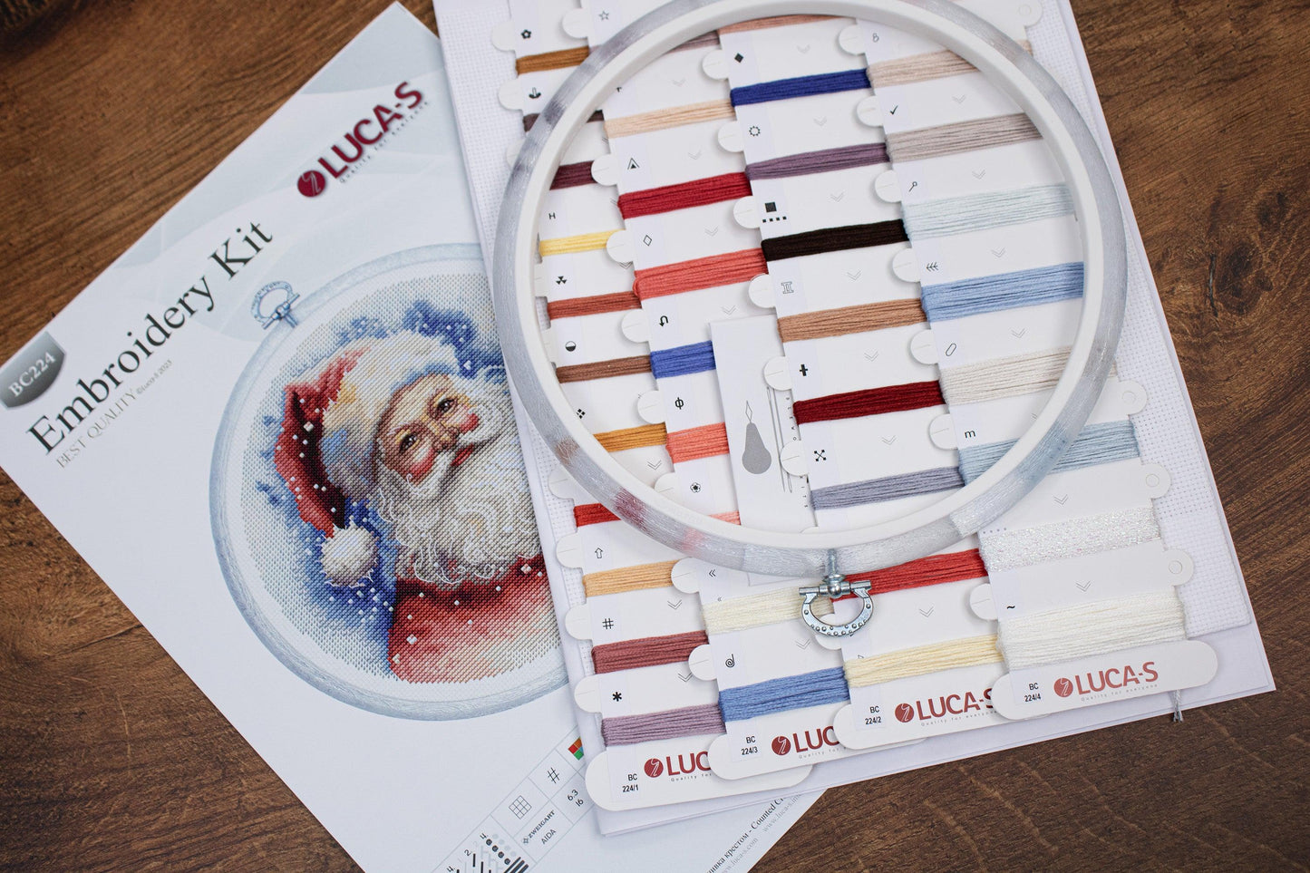 Cross Stitch Kit with Hoop Included Luca-S - Santa, BC224 - Luca-S Counted Cross Stitch Kit