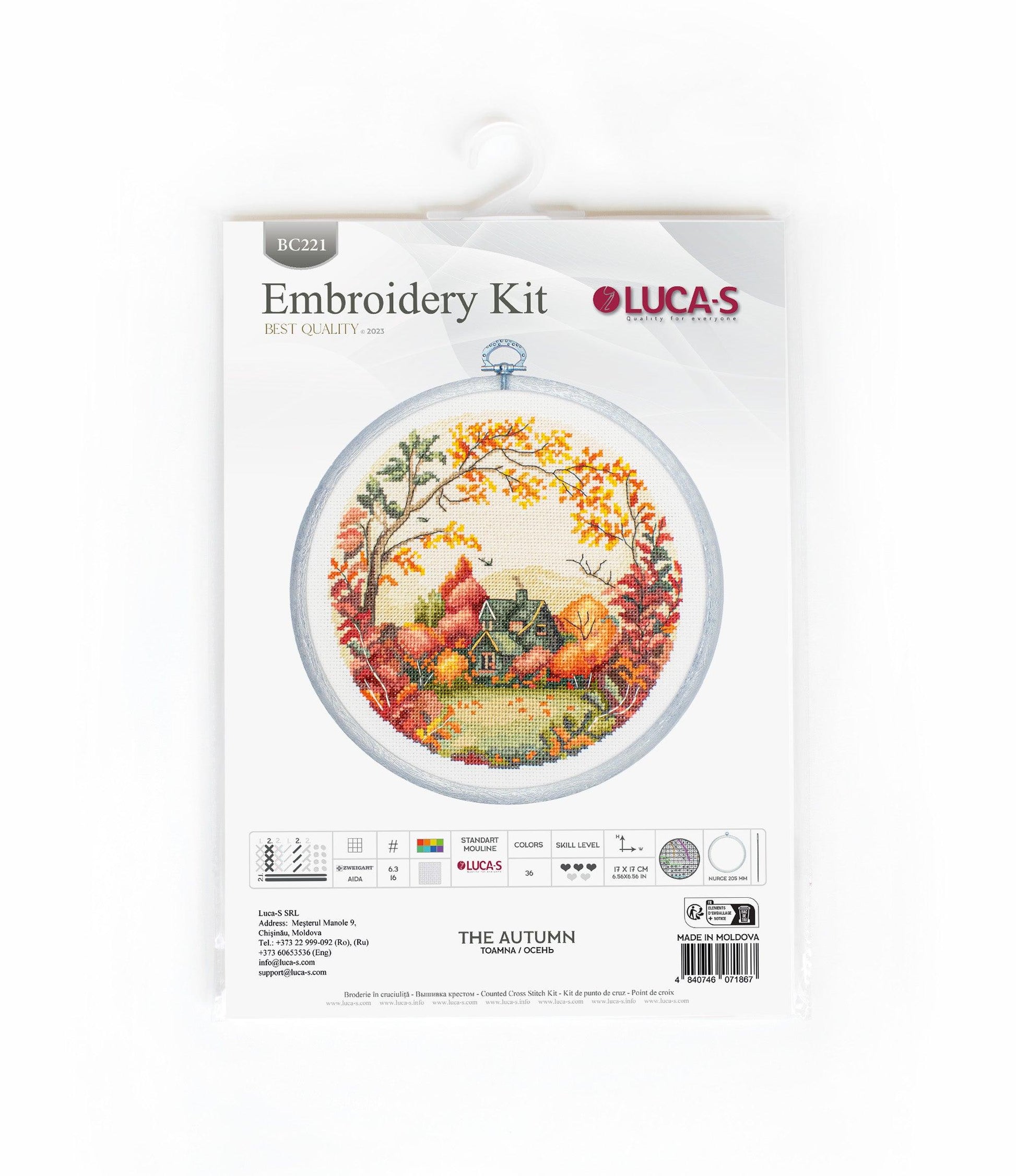 Cross Stitch Kit with Hoop Included Luca-S - The Autumn, BC221 - Luca-S Cross Stitch Kits