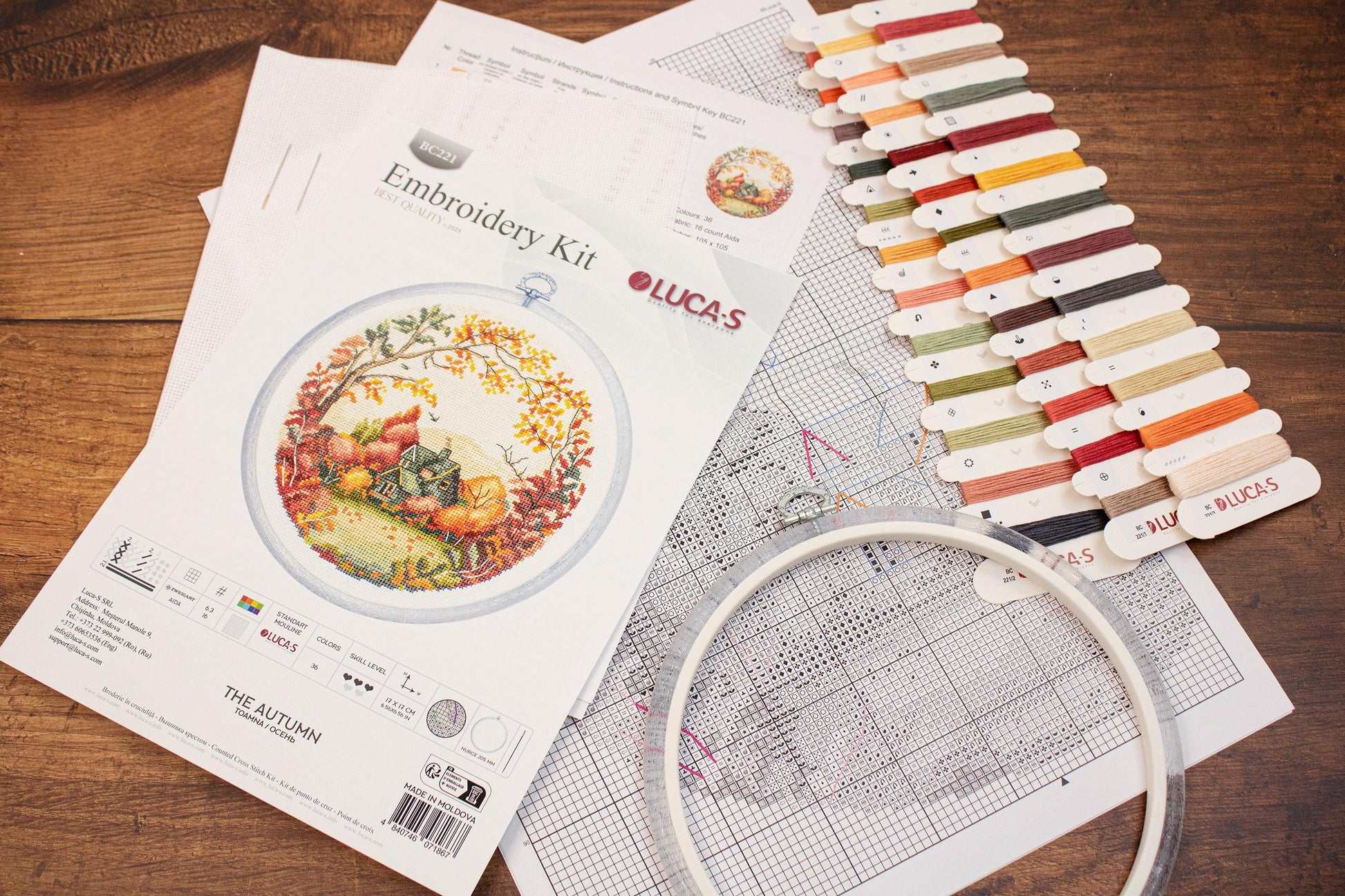 Cross Stitch Kit with Hoop Included Luca-S - The Autumn, BC221 - Luca-S Cross Stitch Kits