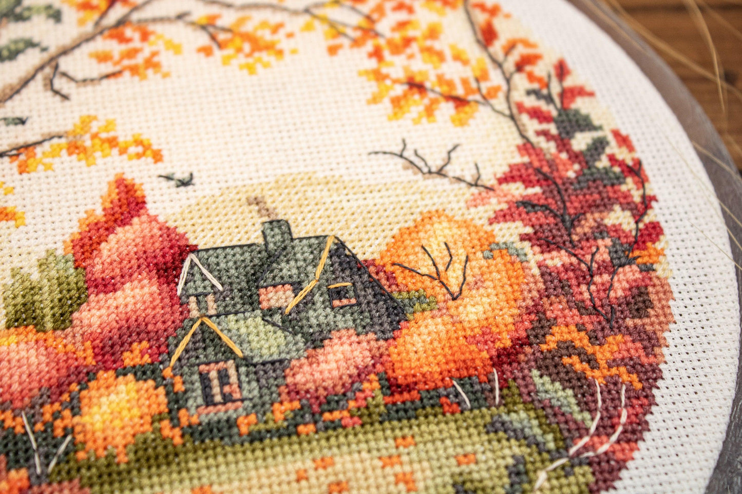 Cross Stitch Kit with Hoop Included Luca-S - The Autumn, BC221 - Luca-S Cross Stitch Kits