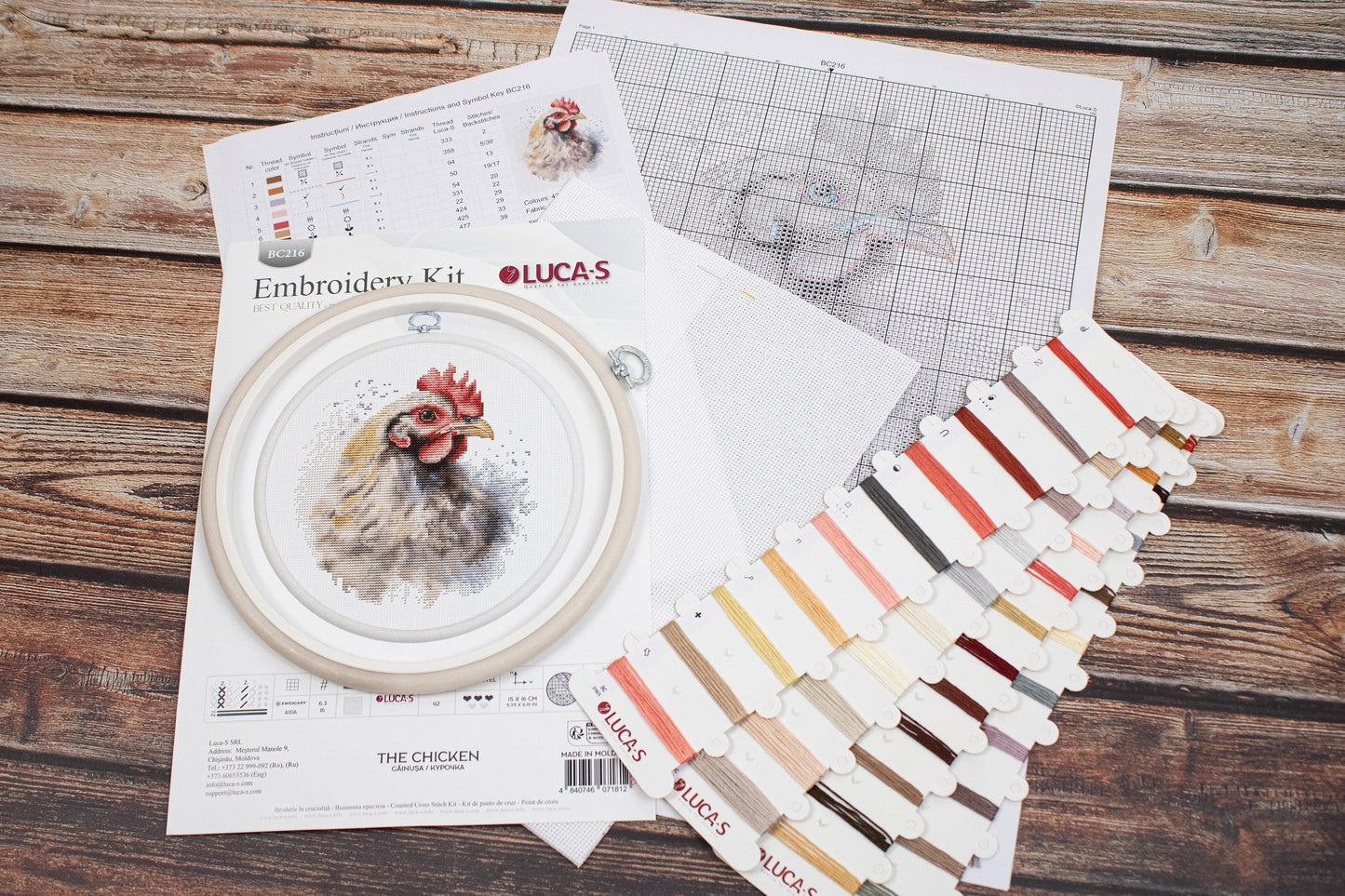 Cross Stitch Kit with Hoop Included Luca-S - The Chicken, BC216 - Luca-S Cross Stitch Kits