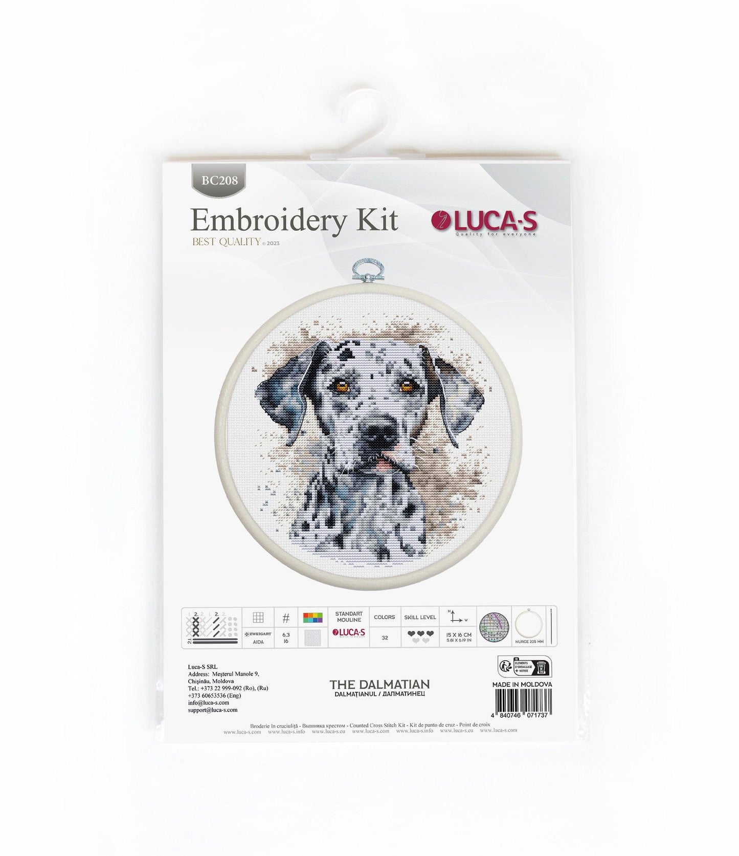 Cross Stitch Kit with Hoop Included Luca-S - The Dalmatian, BC208 - Luca-S Cross Stitch Kits