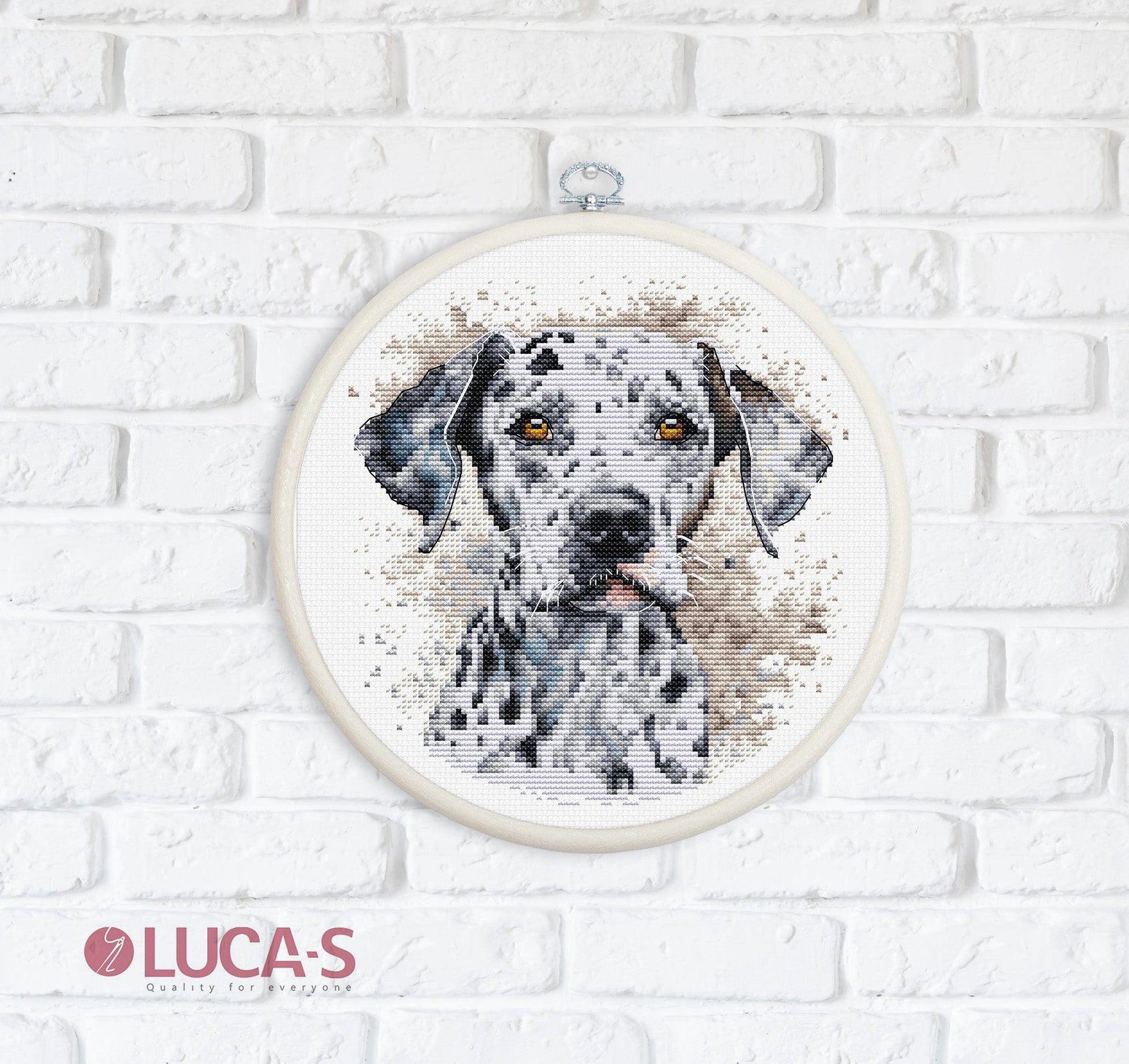 Cross Stitch Kit with Hoop Included Luca-S - The Dalmatian, BC208 - Luca-S Cross Stitch Kits