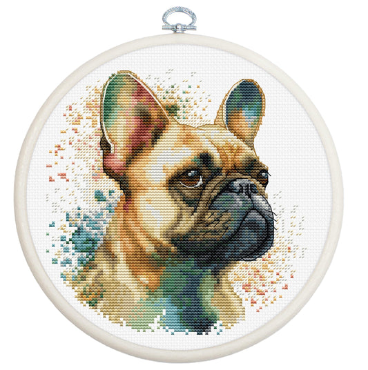 Cross Stitch Kit with Hoop Included Luca-S - The French Bulldog, BC207 - Luca-S Cross Stitch Kits