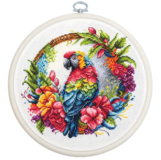 Cross Stitch Kit with Hoop Included Luca-S - The Tropical Parrot, BC201 - Luca-S Cross Stitch Kits