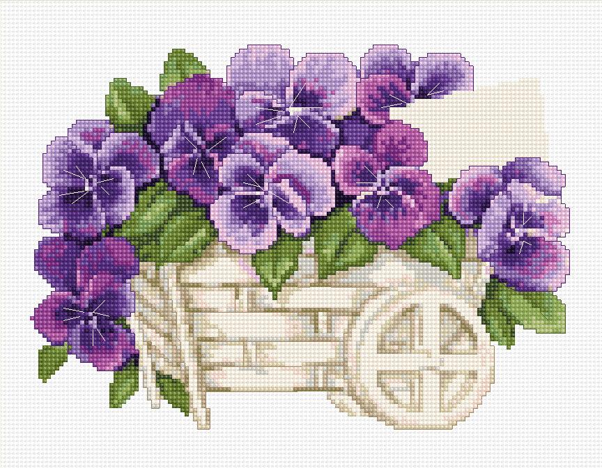 Il kit completo da ricamo mezzo punto Luca-S G259 Viole del pensiero (Pansy)