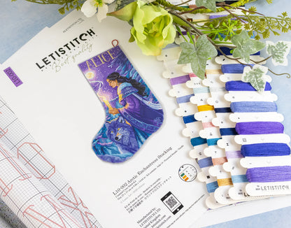 L10-002 Letistitch Arctic Enchantress Stocking – confezione del kit con filati mouliné