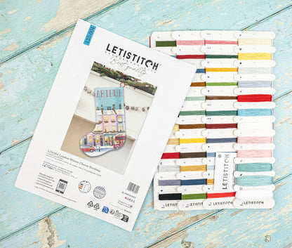 L10-004 Letistitch London Winter Charm Stocking – confezione del kit con filati mouliné