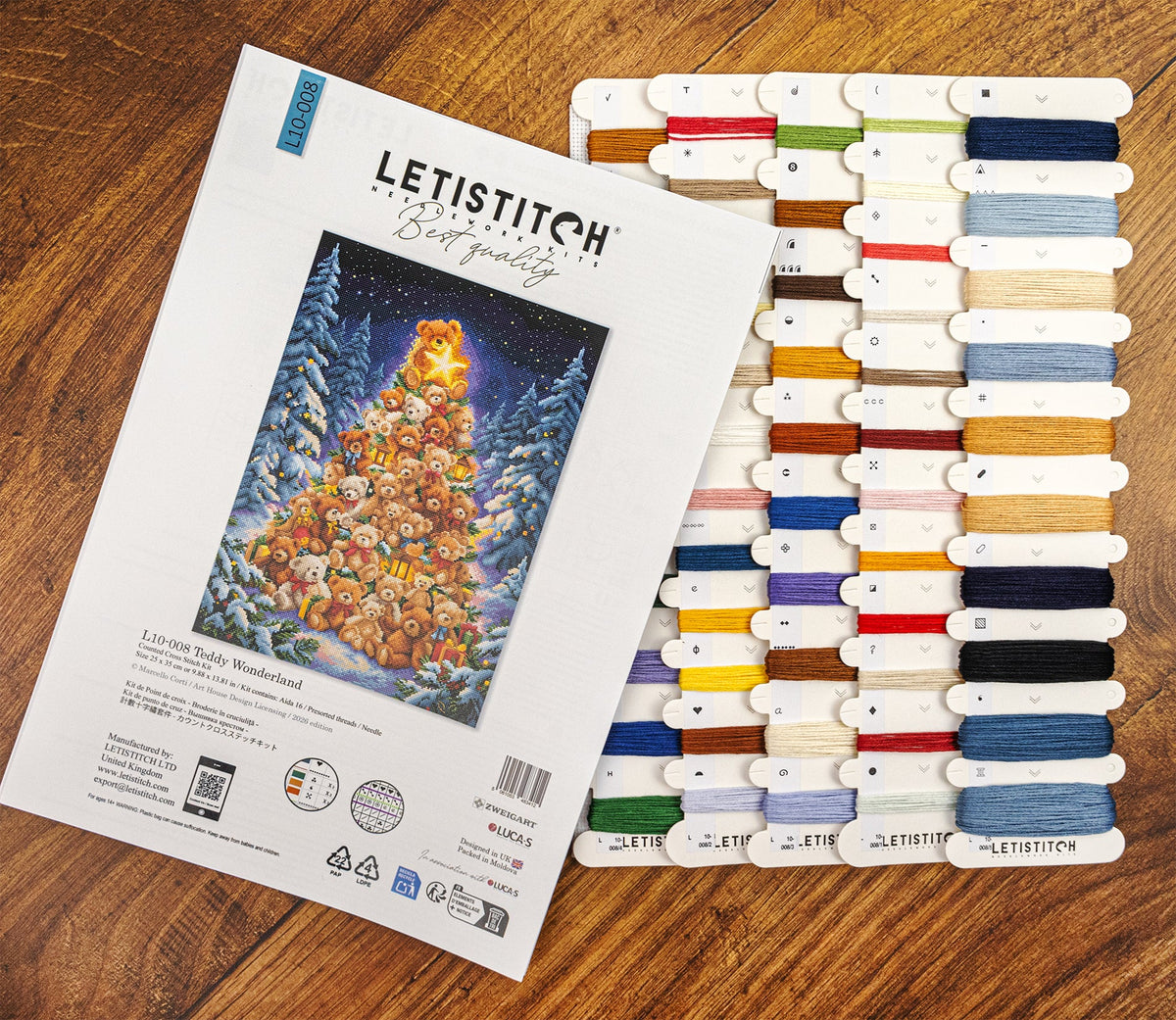 L10-008 Letistitch Teddy Wonderland – confezione del kit con filati mouliné inclusi