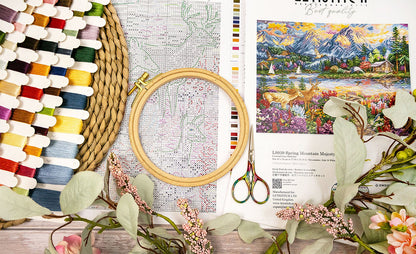 Kit de point de croix LetiStitch – L9939 Majesté des montagnes printanières
