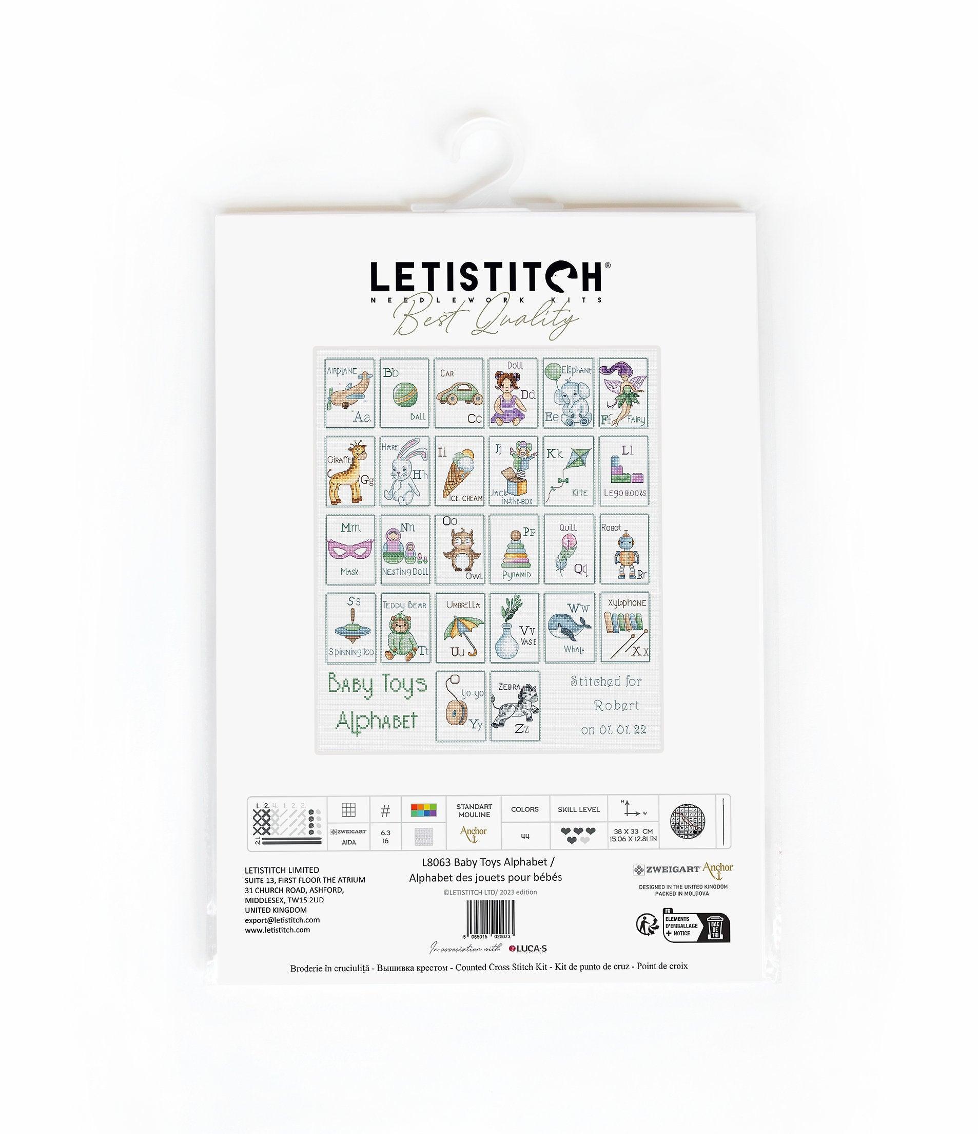 LetiStitch Cross Stitch Kit - Baby Toys Alphabet, L8063 Cross Stitch Kits - HobbyJobby