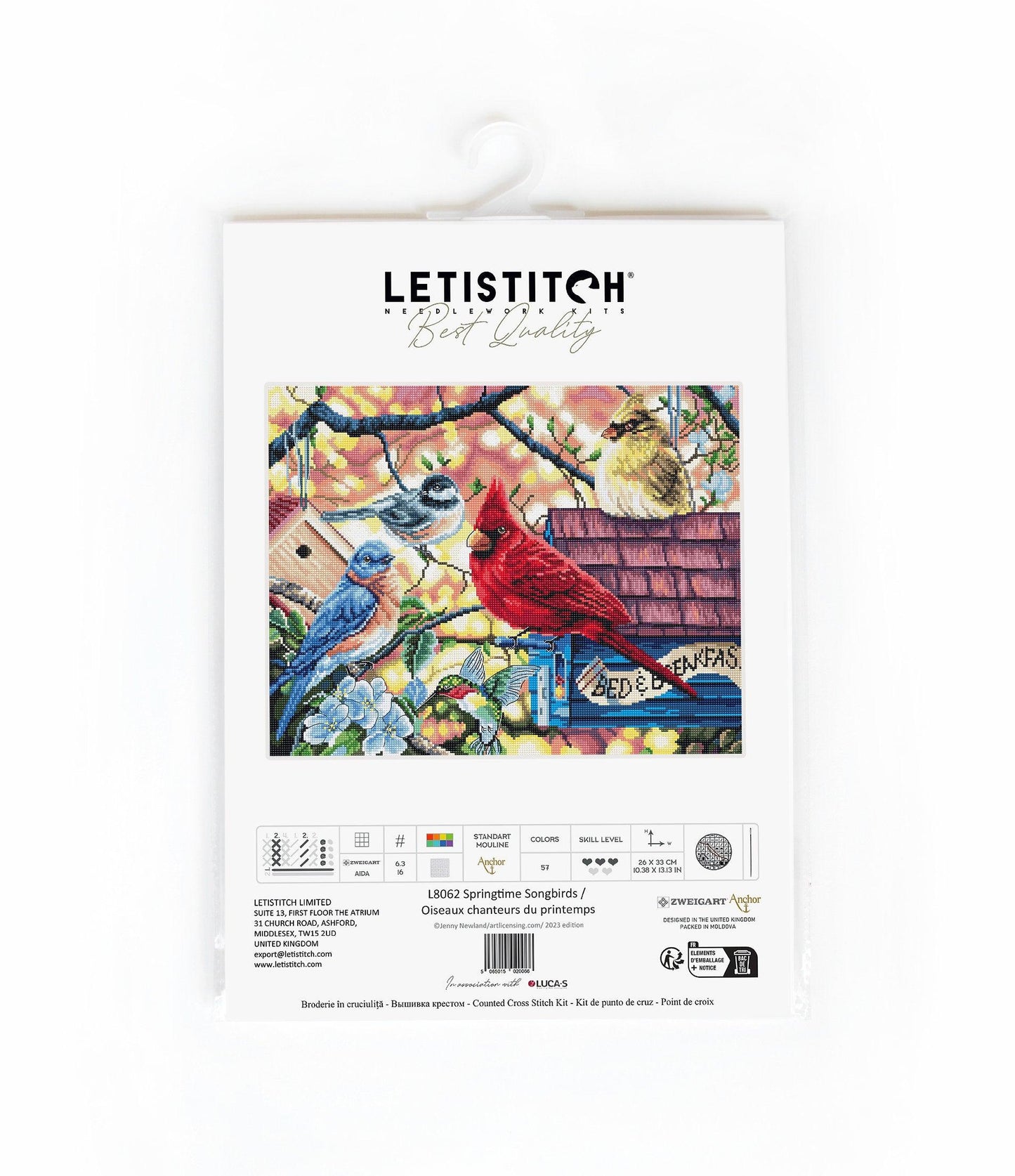 LetiStitch Cross Stitch Kit - Springtime Songbirds, L8062 Cross Stitch Kits - HobbyJobby