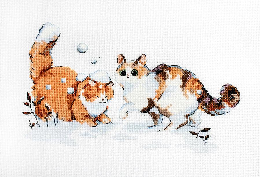 LetiStitch Cross Stitch Kit - Winter Kitties / Chatons d'hiver, L8813 Cross Stitch Kits - HobbyJobby