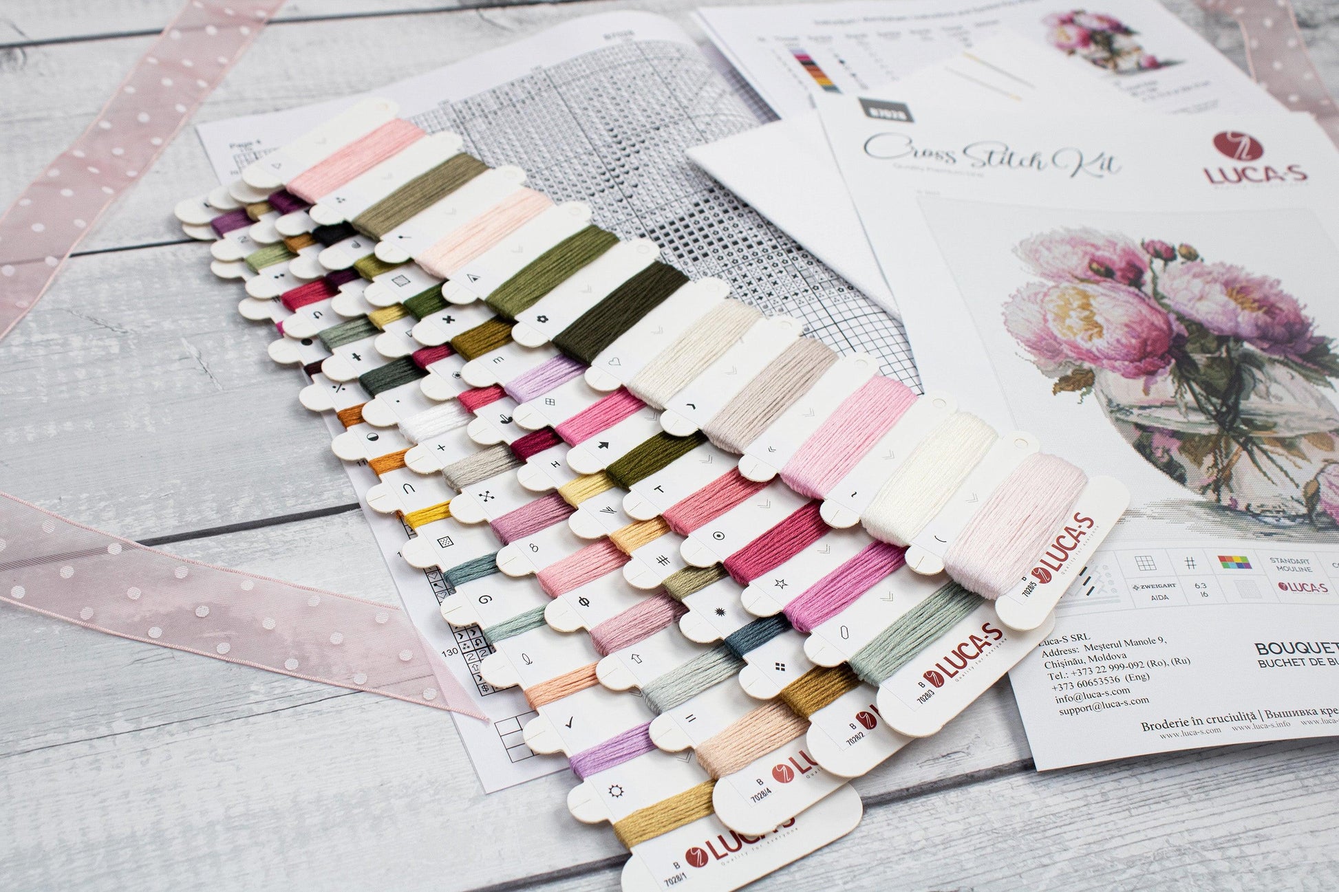 Luca-S B7028 cross stitch kit with colorful embroidery threads and materials