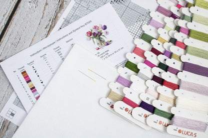 Luca-S B7029 embroidery kit with threads set and Zweigart fabric