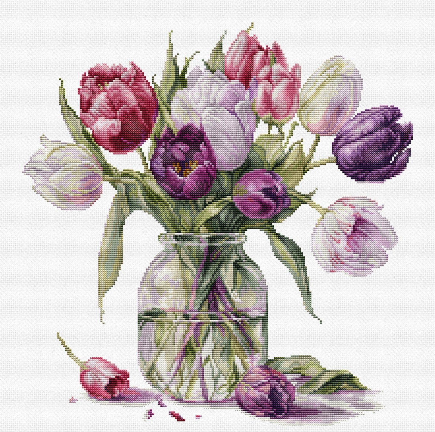 Luca-S Bouquet of Tulips B7029 cross stitch kit finished design