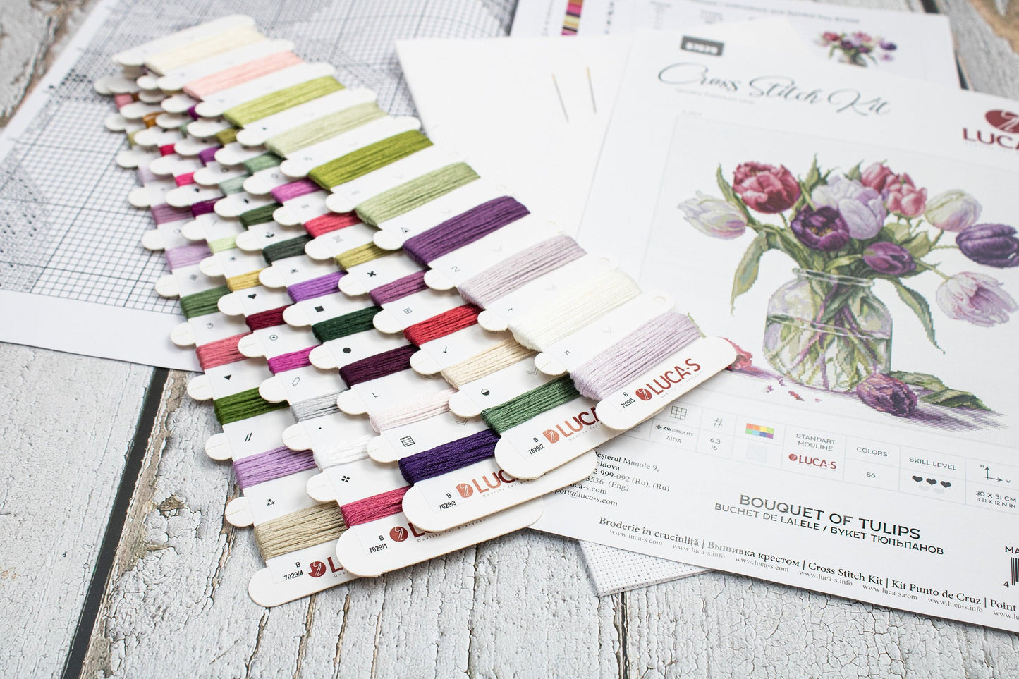 Luca-S B7029 embroidery threads set for tulips cross stitch kit