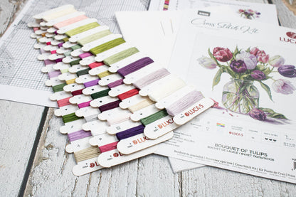 Luca-S B7029 embroidery threads set for tulips cross stitch kit