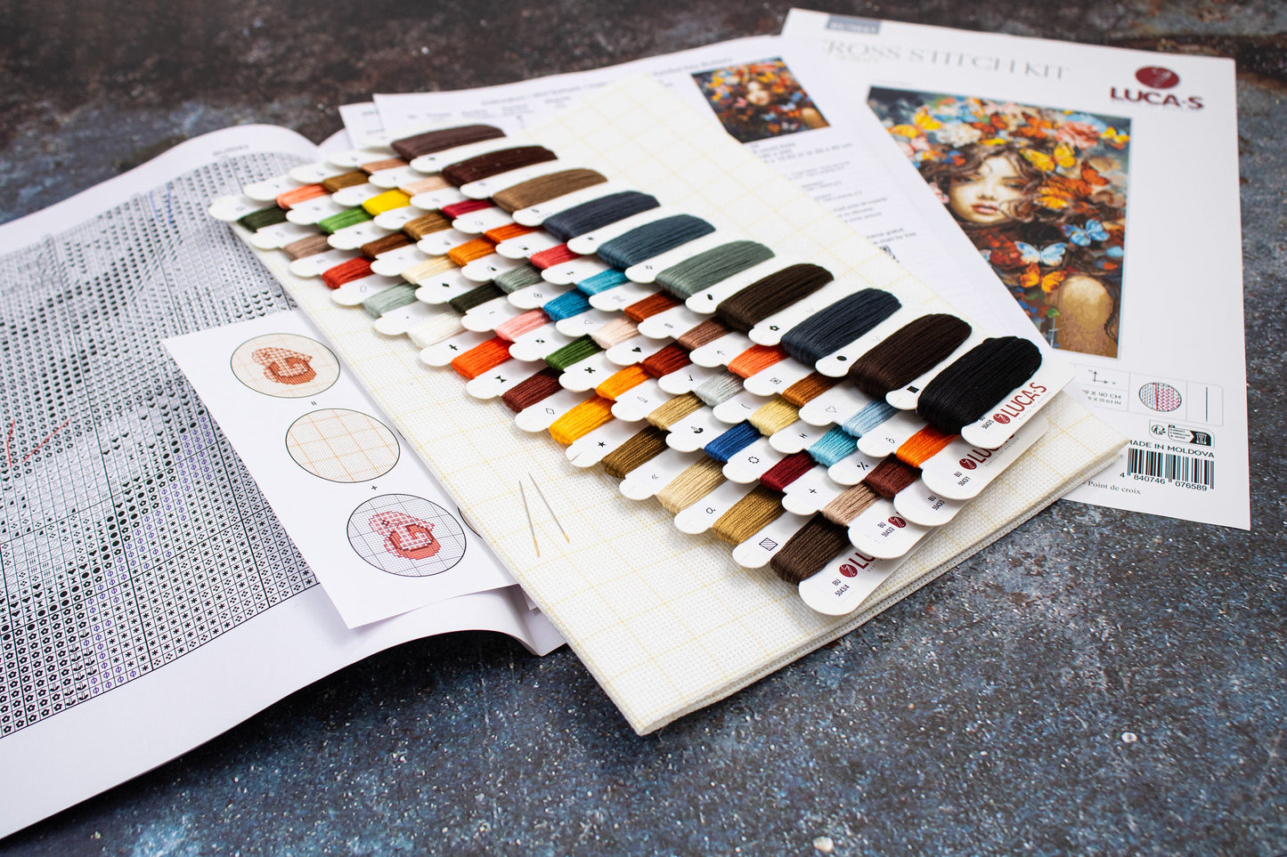 Luca-S BU5043 embroidery threads set colorful cross stitch kit