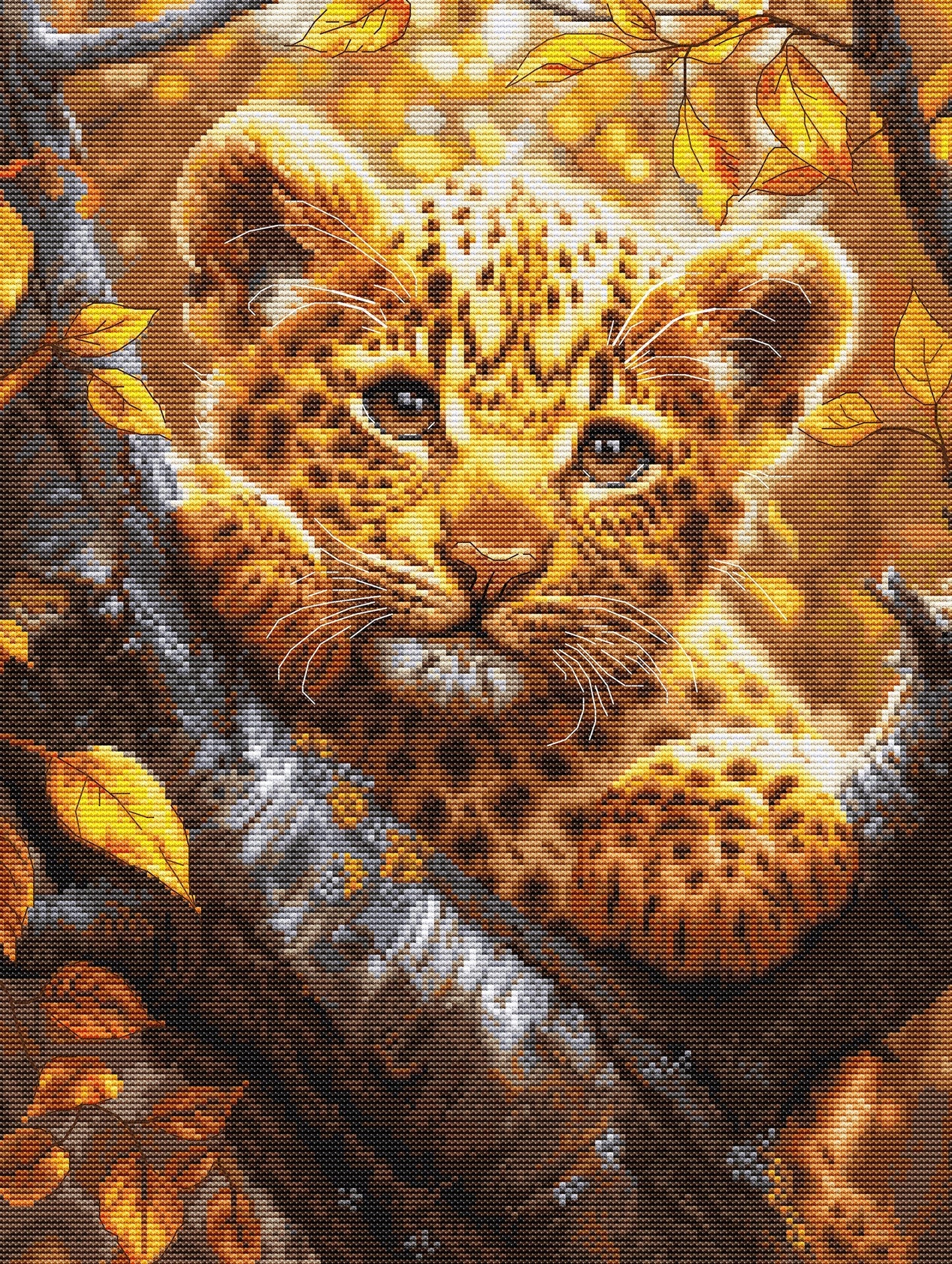 Kit de broderie au point de croix Luca-S GOLD - Léopard au lever du soleil, BU5068