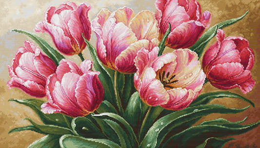 Luca-S Graceful Tulips G718 petit point embroidery finished design
