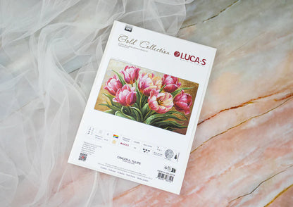 Luca-S Graceful Tulips G718 petit point embroidery kit package
