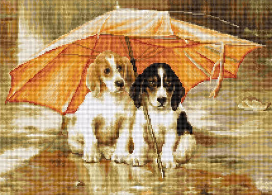 Kit completo da ricamo a mezzo punto Luca-S G550 – Sotto l'ombrello (Couple under an Umbrella)