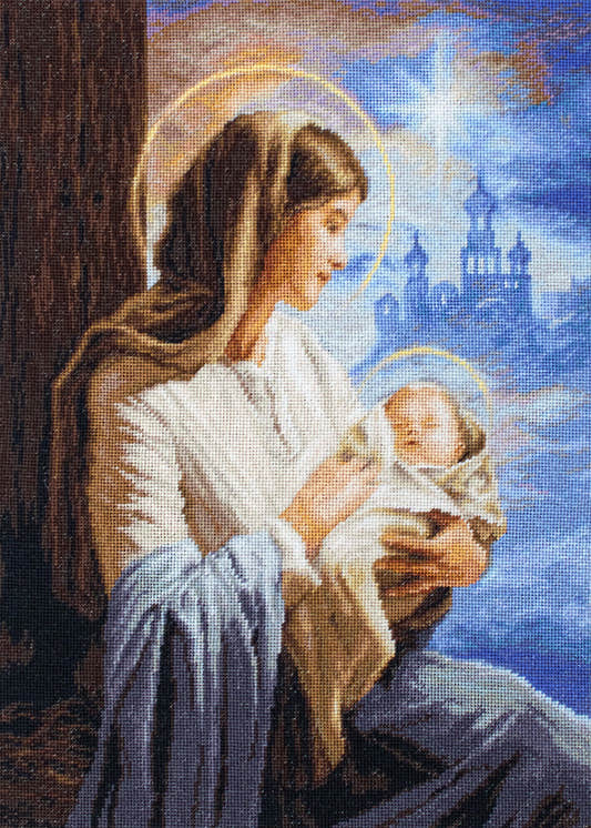 Petit Point Kit Luca-S - Saint Mary and The Child, GOLD Collection, G617 - Luca-S Petit Point Kits