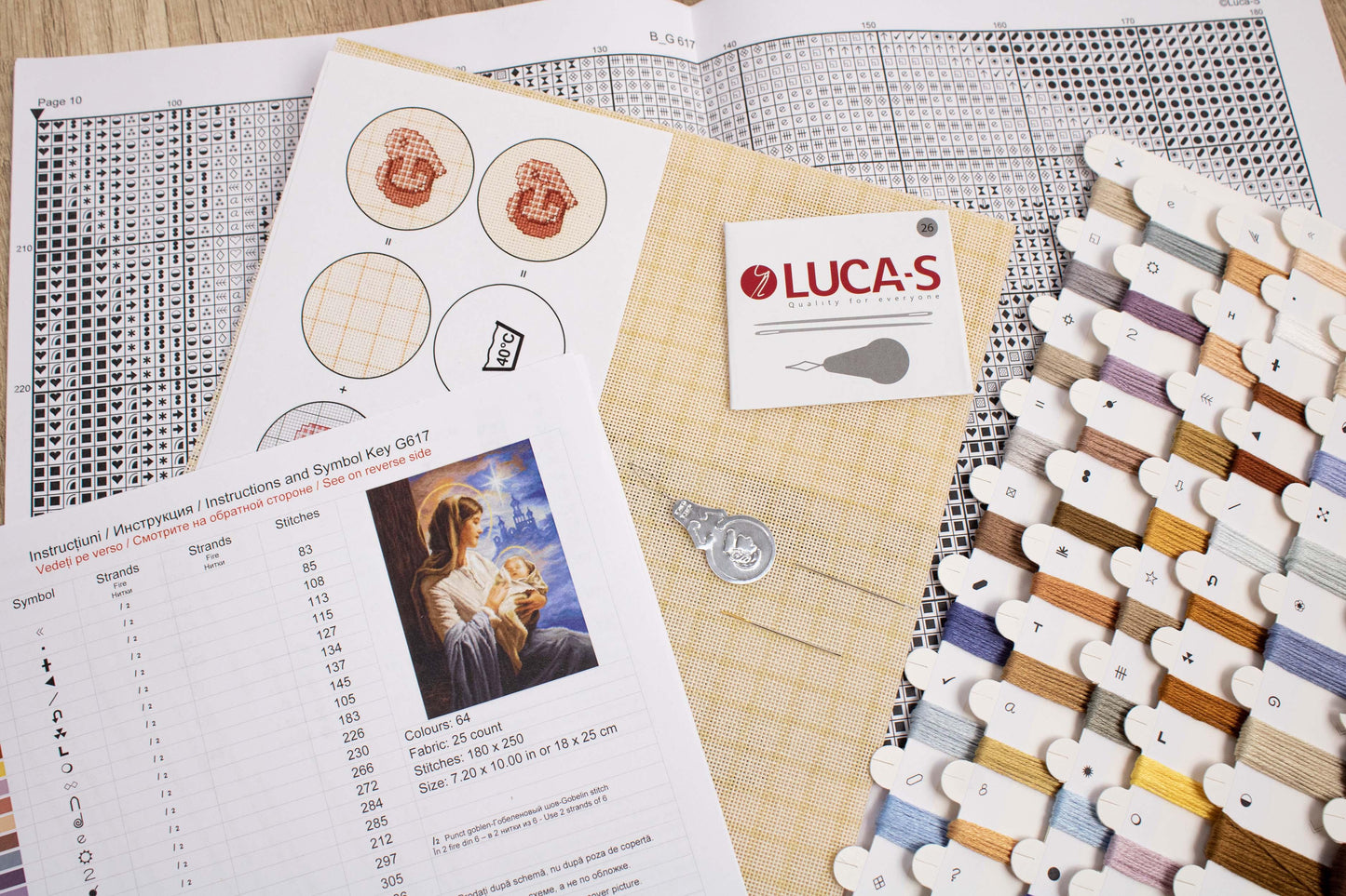 Petit Point Kit Luca-S - Saint Mary and The Child, GOLD Collection, G617 - Luca-S Petit Point Kits