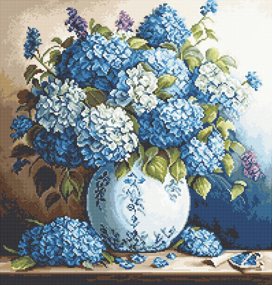 Petit Point Kit Luca-S - Vase with Hydrangeas, G700 - Luca-S Petit Point Kits